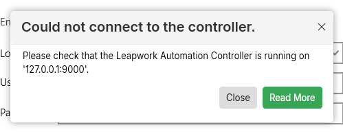Could not connect to the controller- Please check that the Leapwork ...